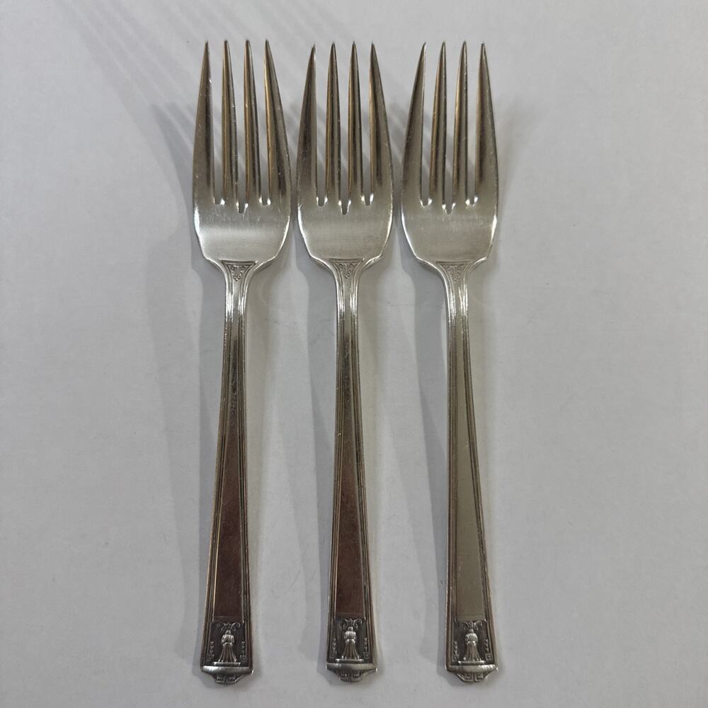Vintage Holmes & Edwards - 3 Salad Forks - Century Super Plate Inlaid Silver